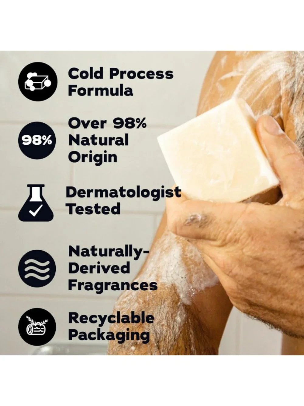 Natural Men's Bar Soap - Cold Process Body Soap with Essential Oils - 3-Pack